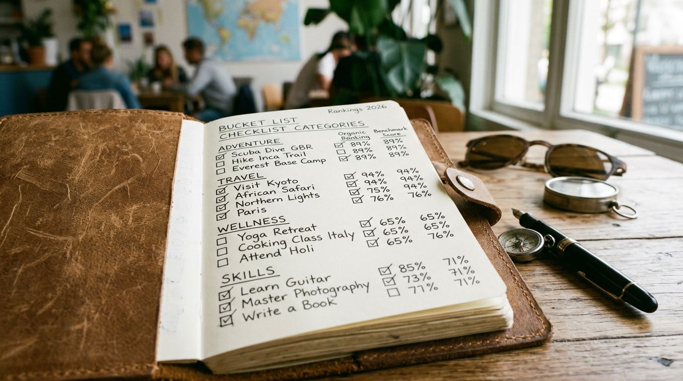 Organic ranking benchmarks by bucket-list checklist category 2026