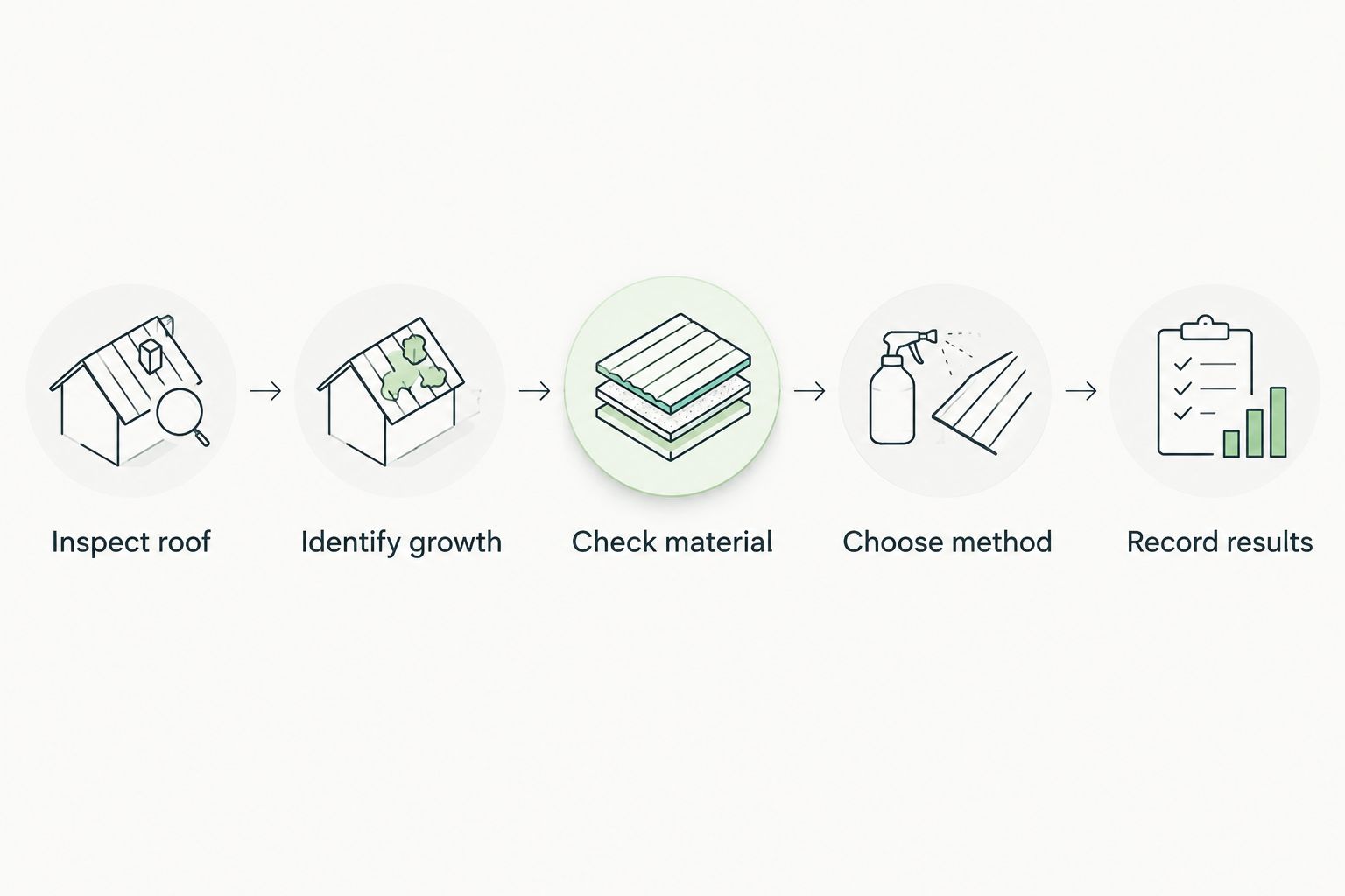 Roof-cleaning process from inspection through documenting results