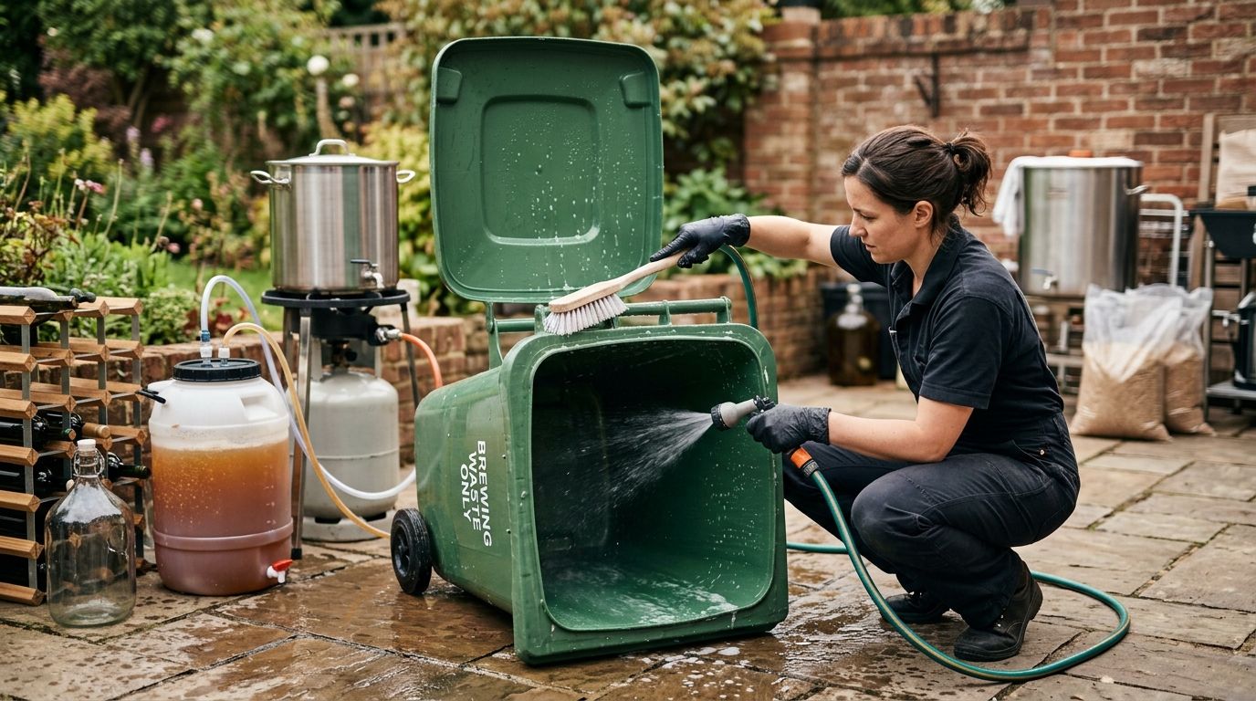 Trash bin cleaning for home brewers and winemakers