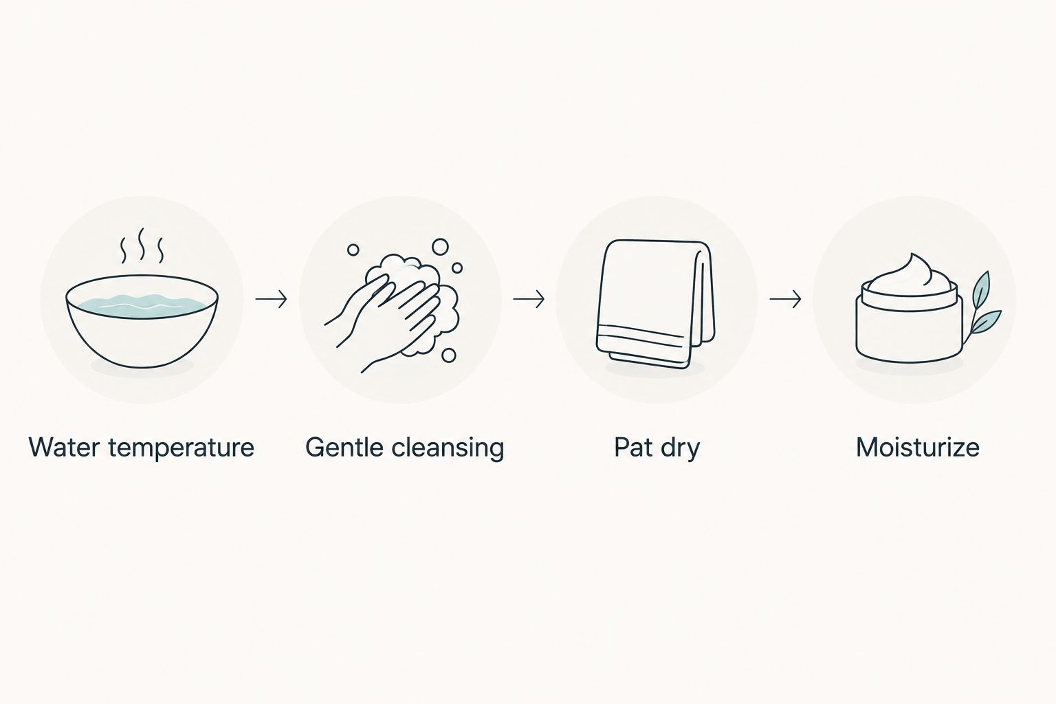 Four steps for gentle eczema cleansing, from water temperature to moisturizing