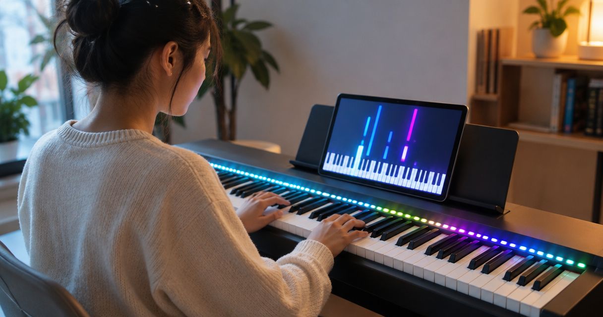 Can you learn piano with just LED lights, no lessons?