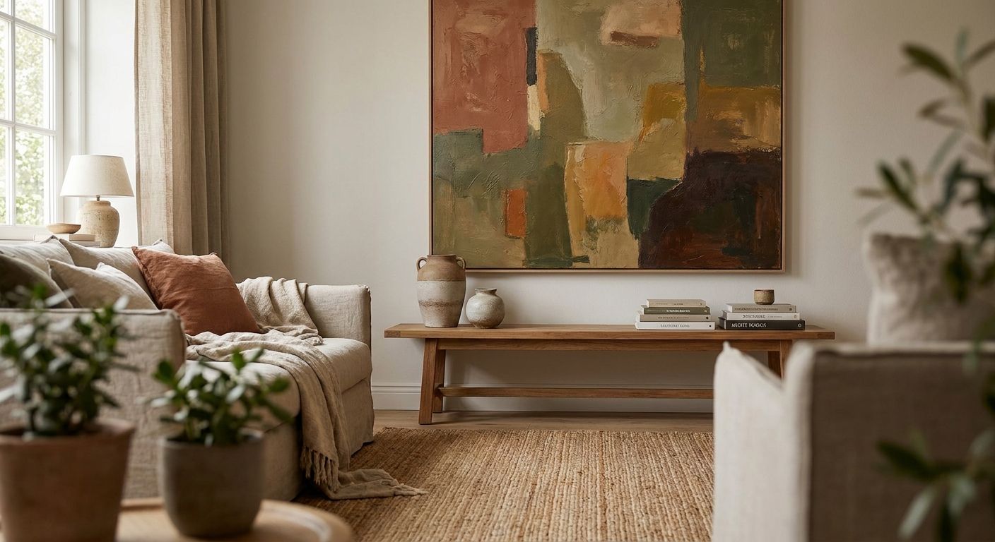 Earth tone wall art for warm, grounded interiors