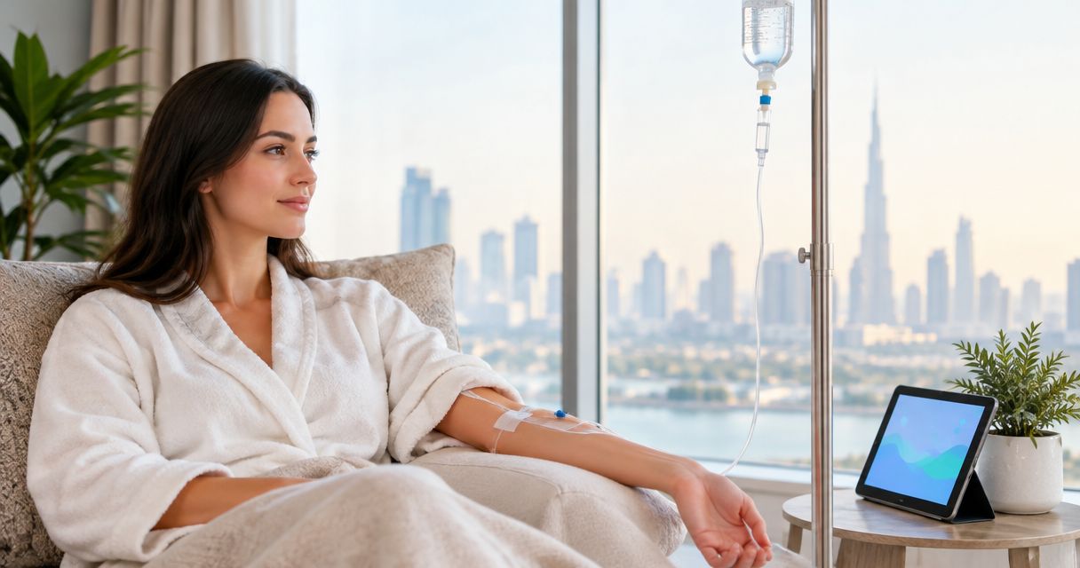 How long does an IV drip session take at home in Dubai?