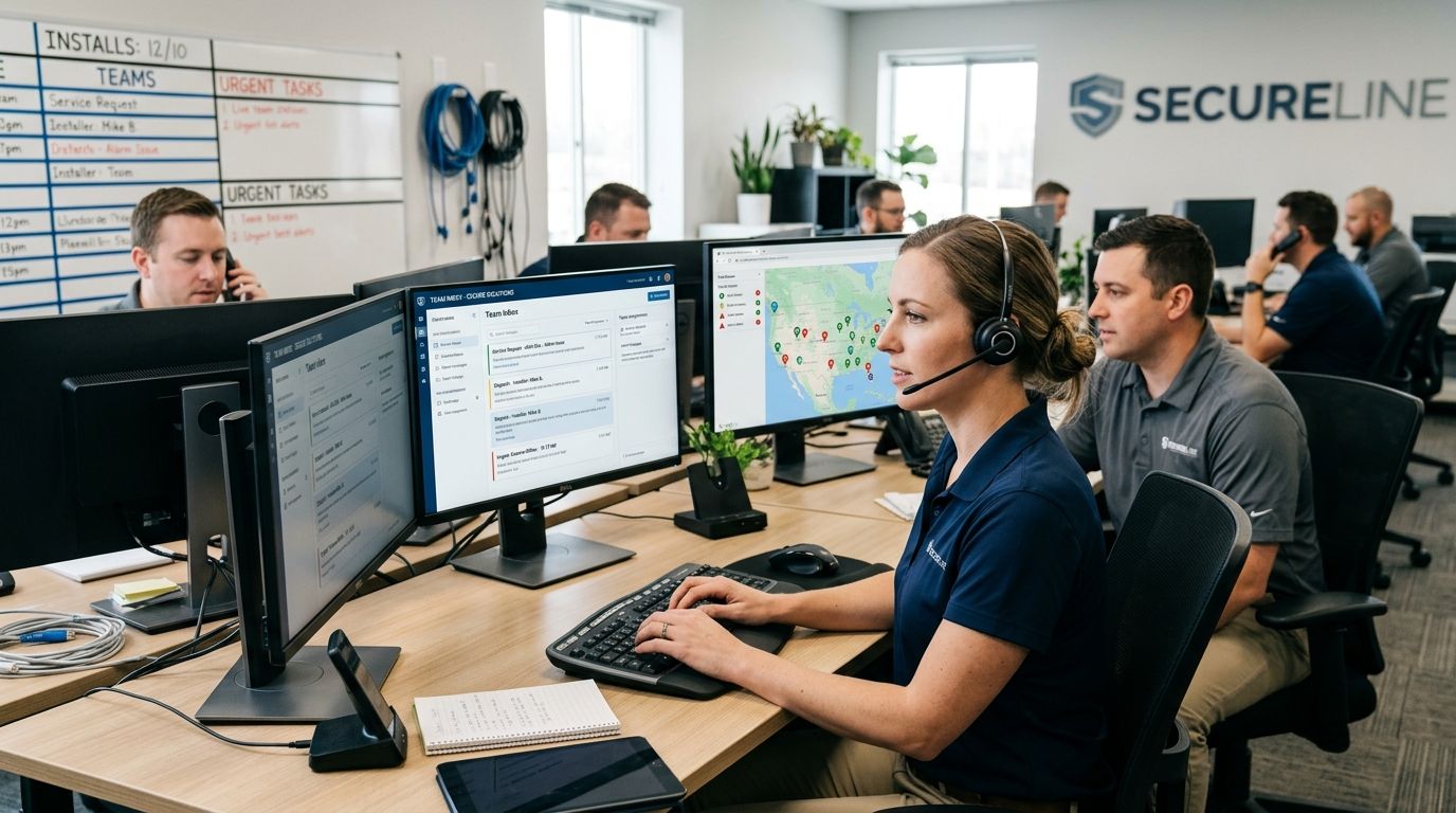 Team inbox software for security and alarm installers