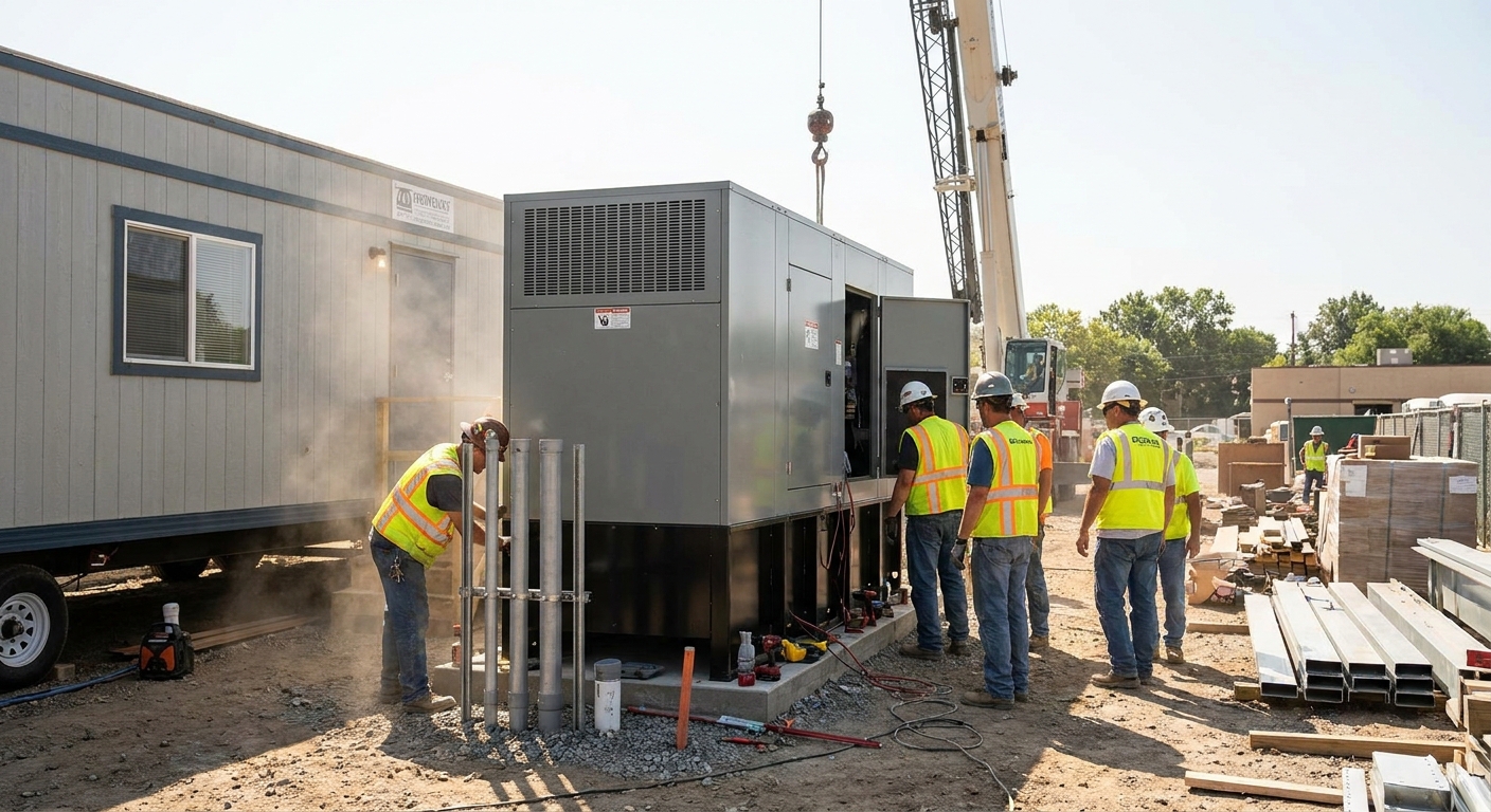 Standby generator installation for construction site trailers