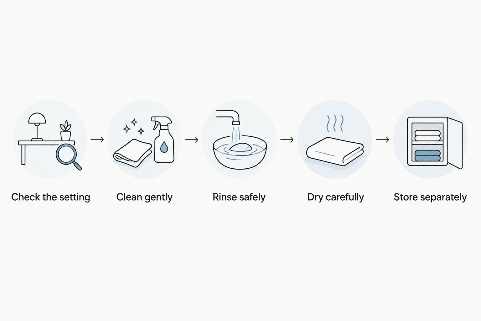 Jewelry care sequence from checking the setting to separate storage