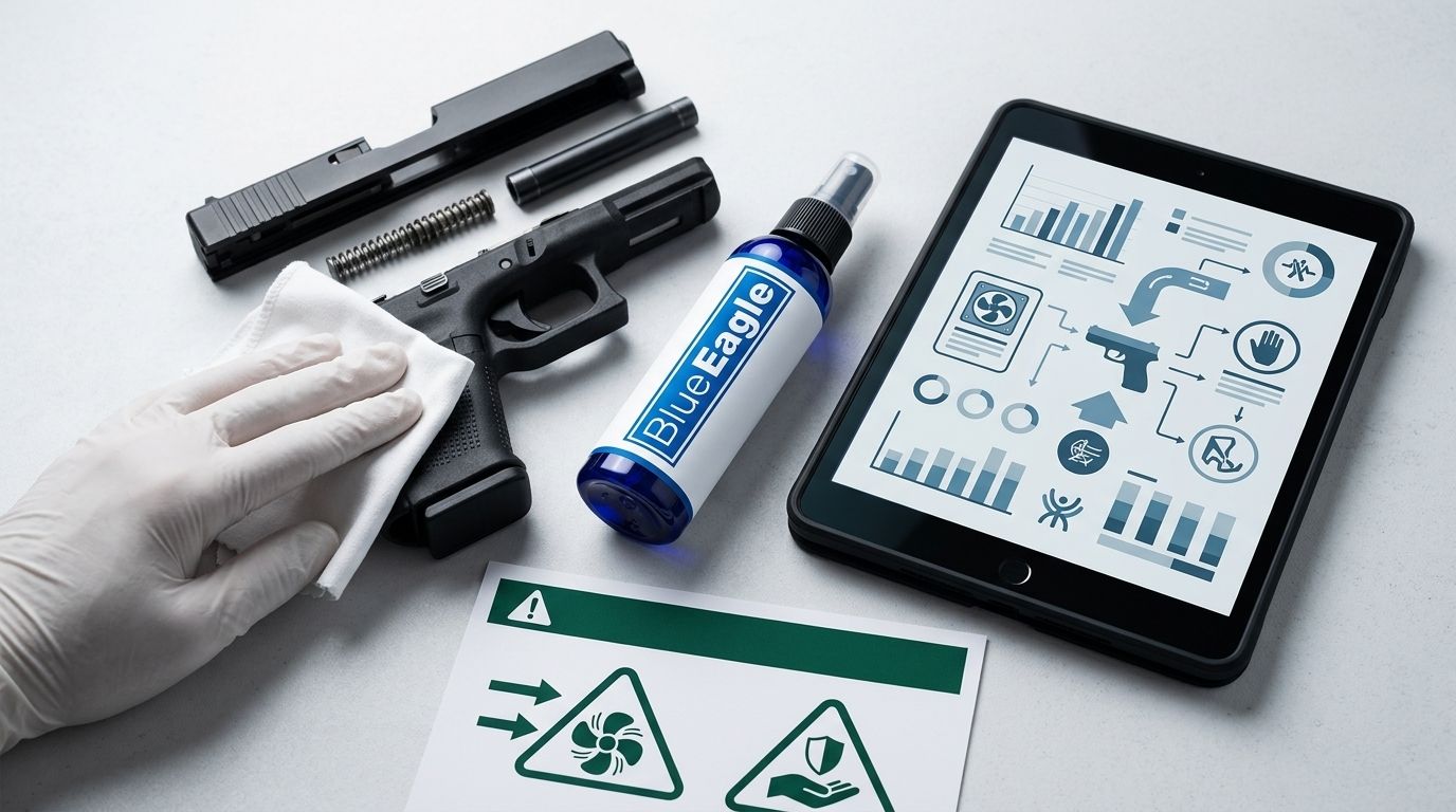 Non-toxic gun cleaner: ventilation and skin contact precautions