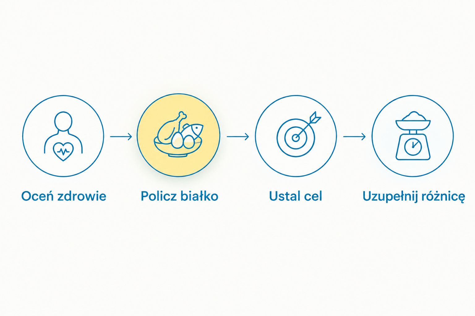 Entscheidungsreihenfolge: Gesundheitsbewertung, Proteinzahl, Zielsetzung und Nahrungsergänzung Unterschied.