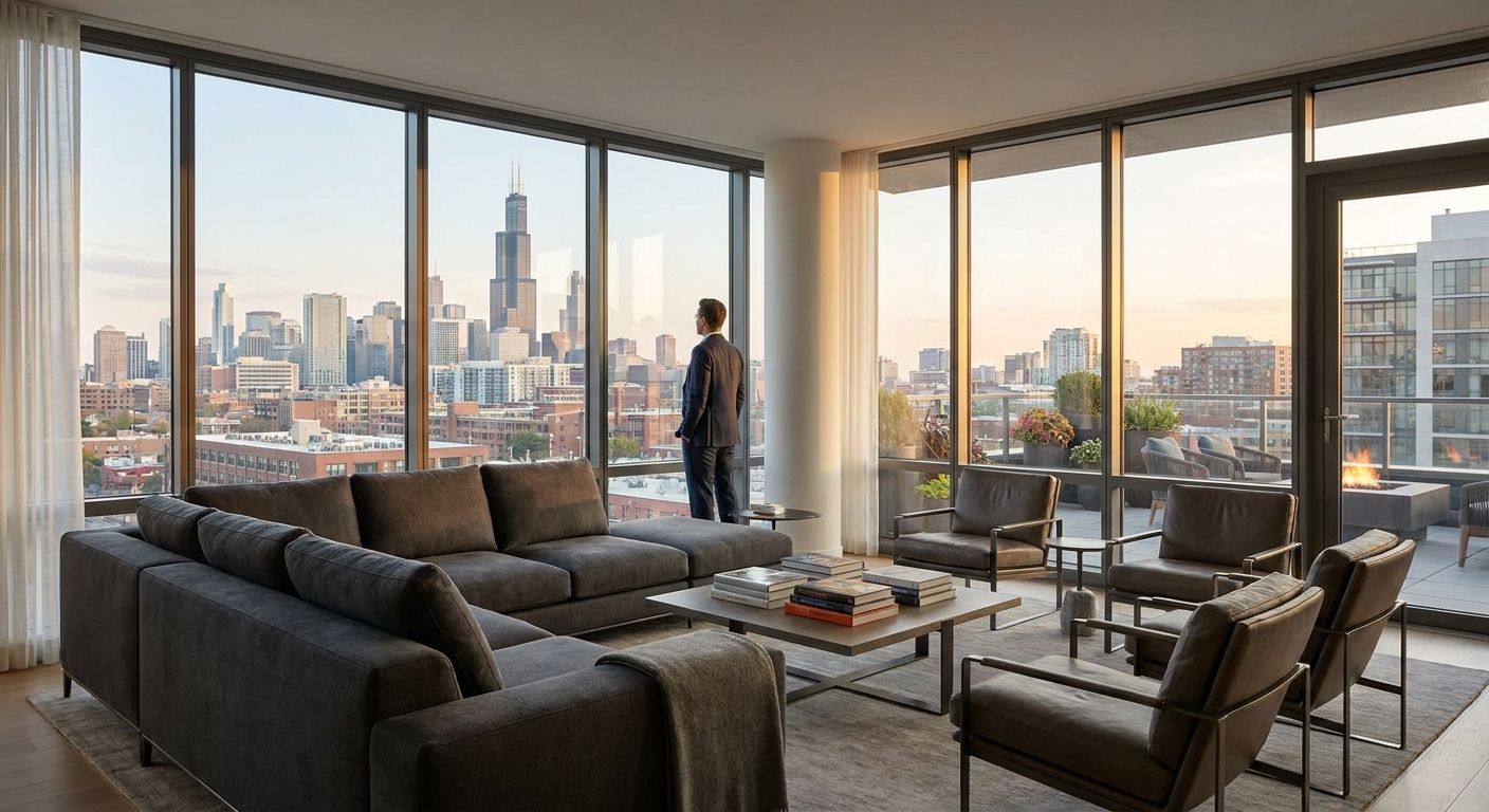 Luxury penthouse apartments in Fulton Market Chicago for executives