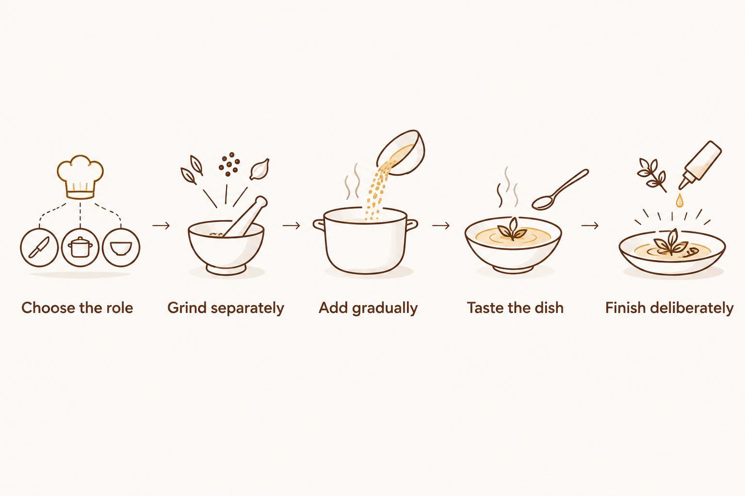 Five steps for substituting white and black pepper without overwhelming a dish