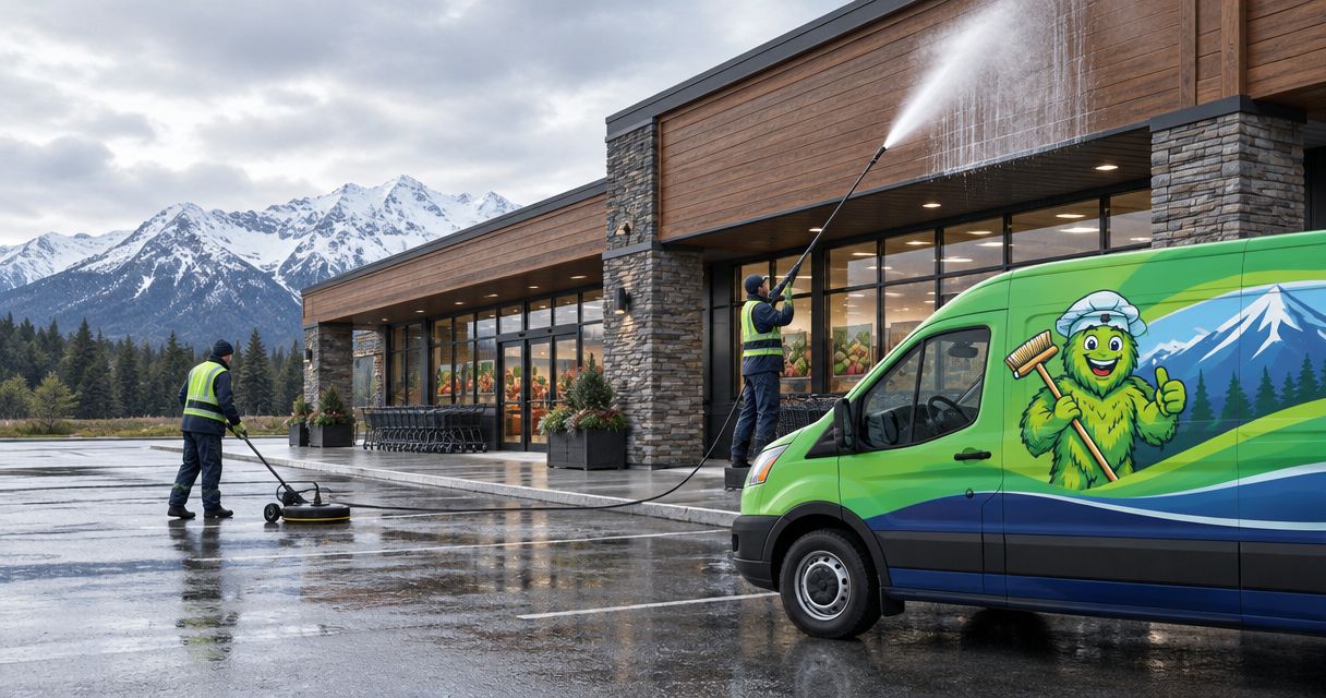 Exterior cleaning for Alaska grocery stores