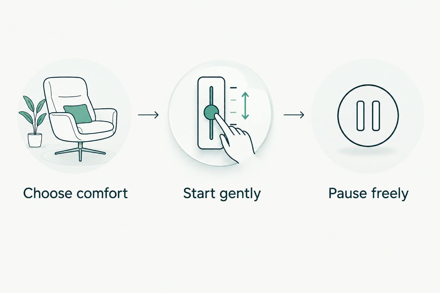A simple sequence for choosing comfort, starting gently and pausing freely
