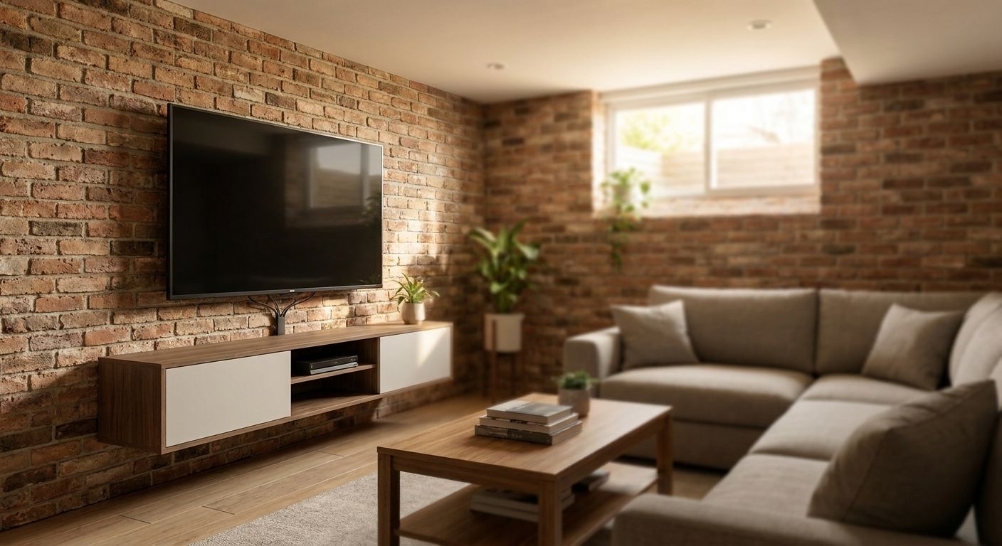 TV mounting for basements and finished lower levels