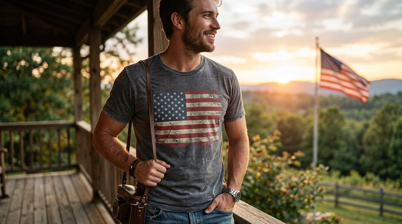 Best vintage-style patriotic t-shirts with a distressed flag print