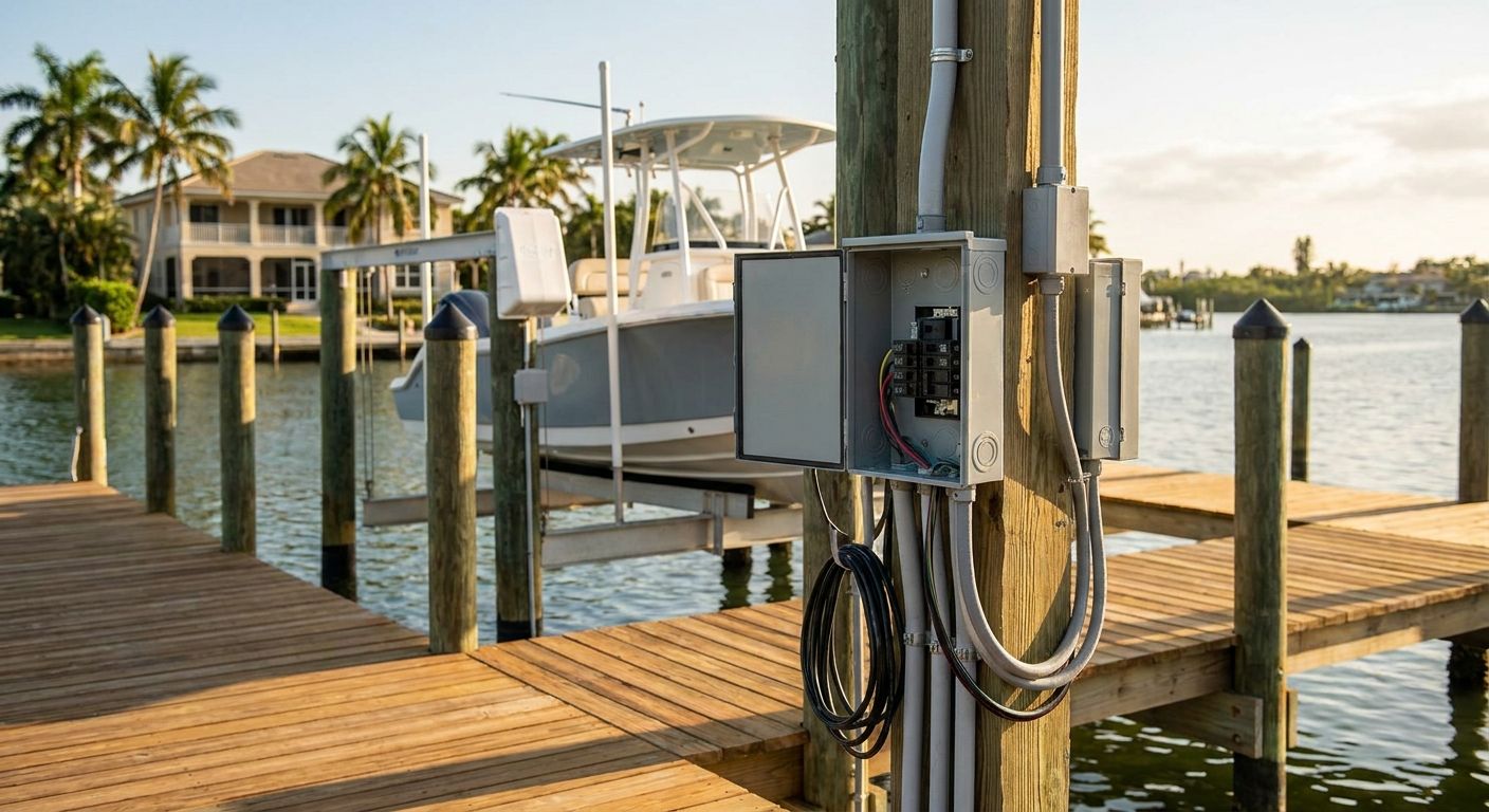Dock and marina electrical wiring for Treasure Coast waterfront homes