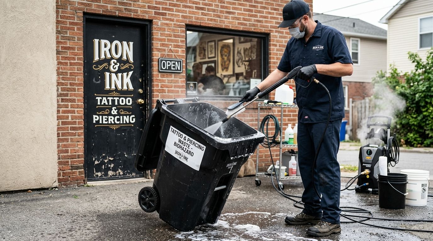 Trash bin cleaning for tattoo and piercing studios