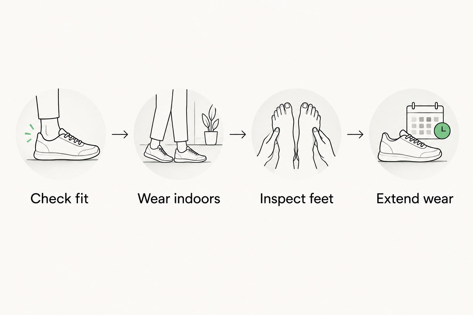 A fit-first sequence for wearing in platform trainers
