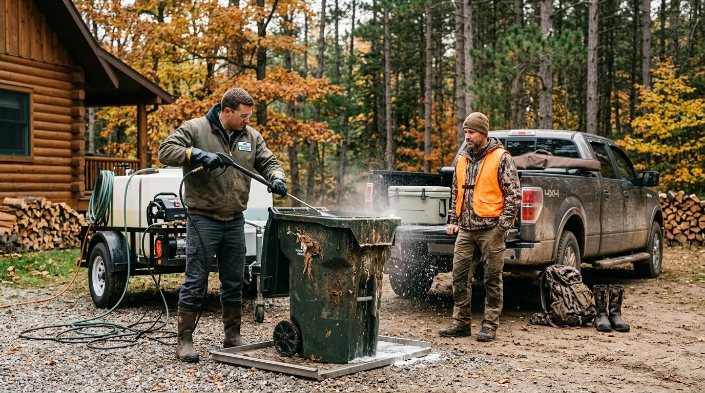 Trash bin cleaning for hunters during deer season