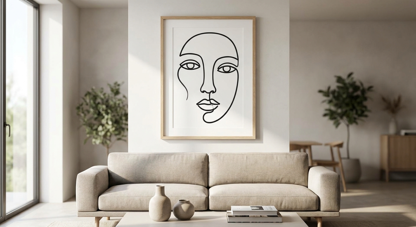 Line art wall art for modern minimalist homes