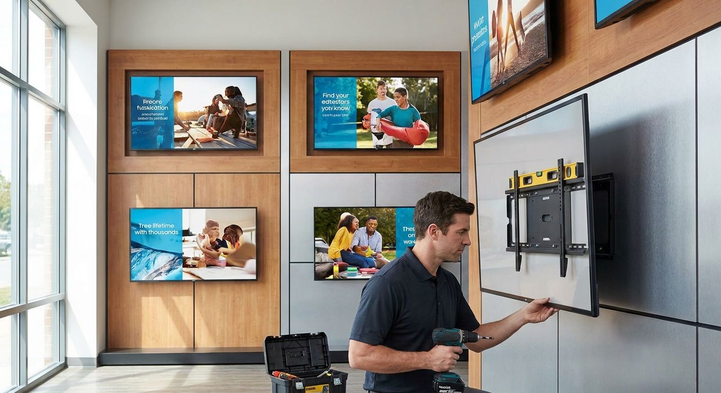 TV mounting for retail stores and showrooms