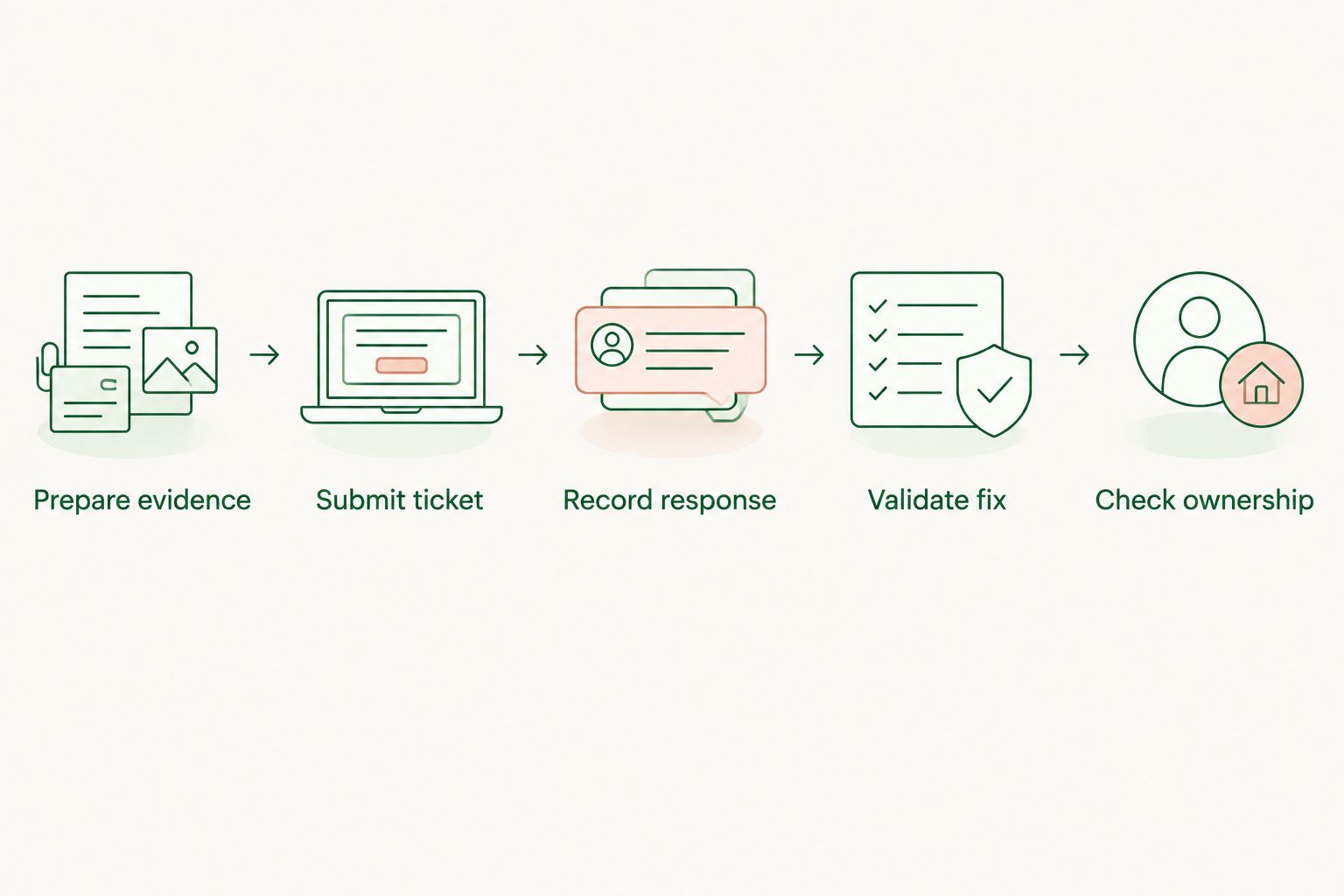 Support evaluation sequence from preparing evidence to checking ownership