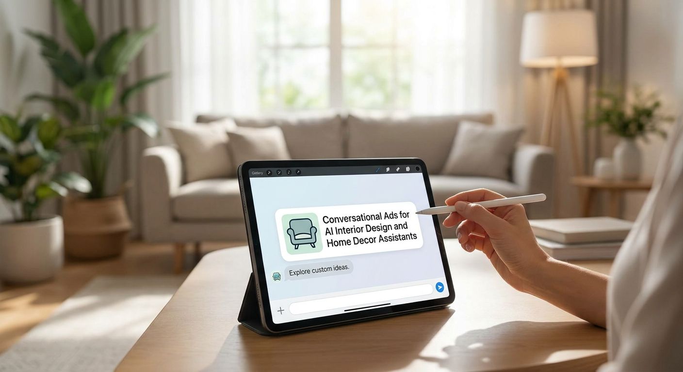 Conversational ads for AI interior design and home decor assistants