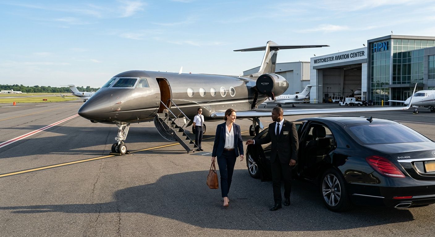 Private jet FBO transfers at Westchester County Airport