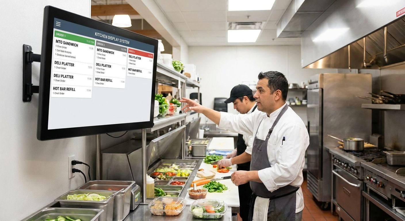 Kitchen display systems for grocery deli and MTO kitchens