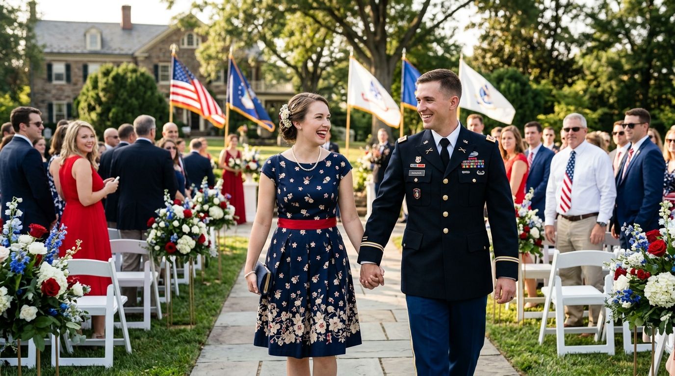 Patriotic apparel for military wedding guests
