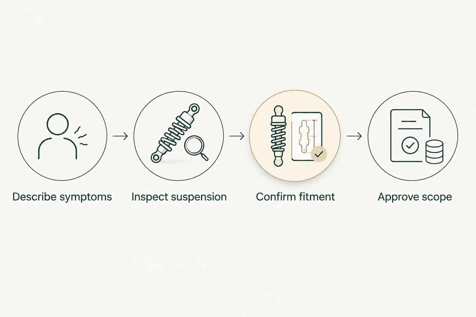 Four steps from describing suspension symptoms to approving the repair scope