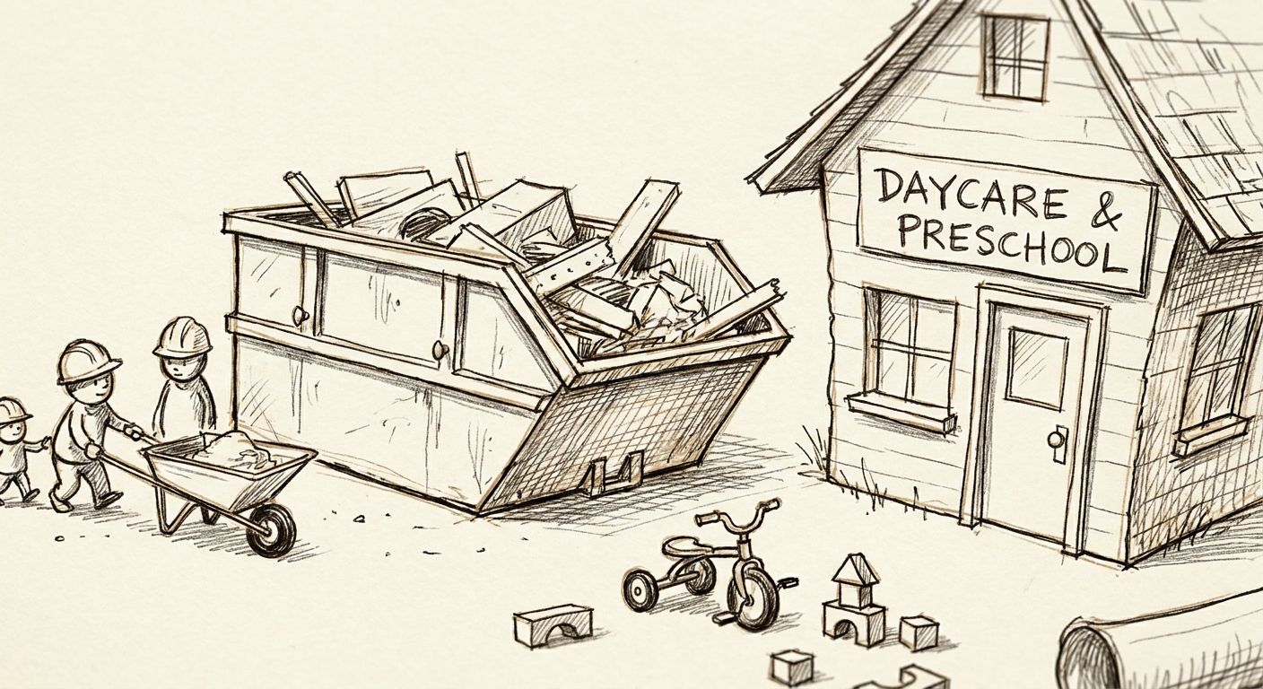 Dumpster rental for daycare and preschool renovations