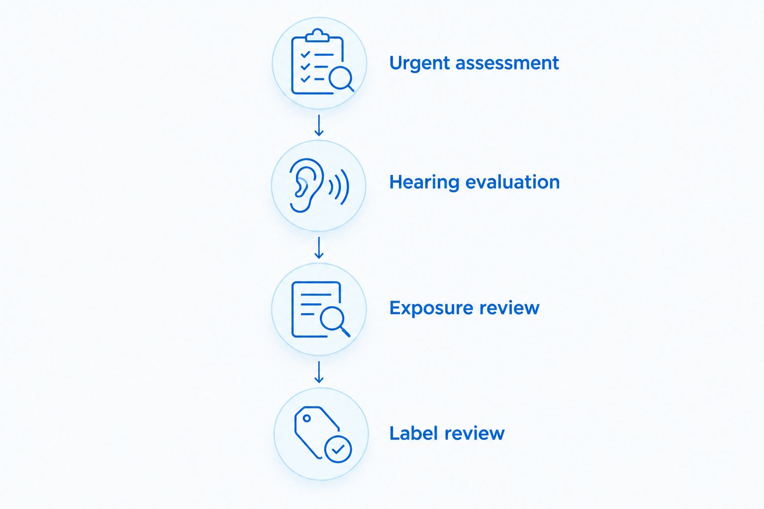 Four priorities before a supplement decision: assessment, hearing evaluation, exposure review, and label review.