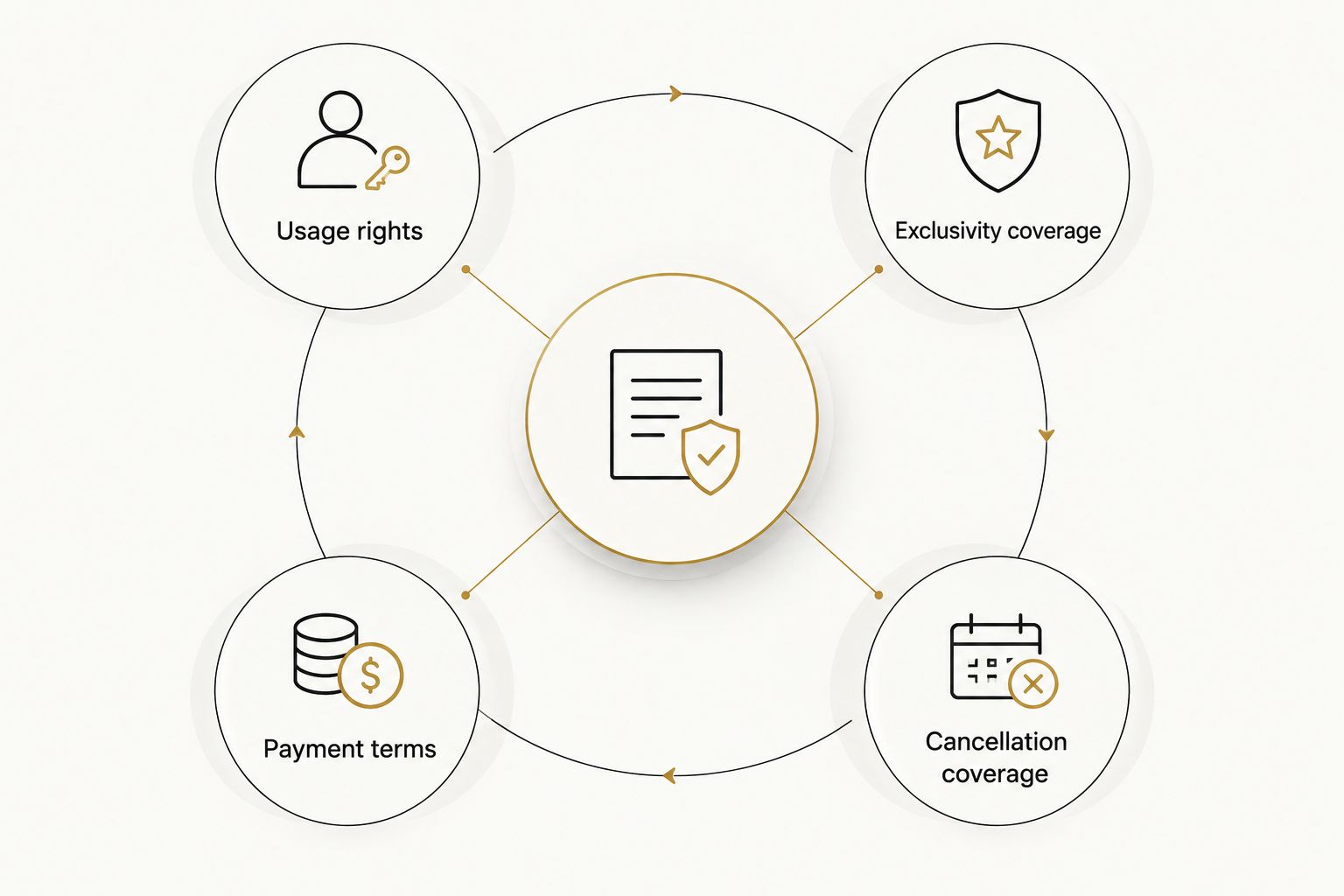 Diagram of the contract clauses to check before signing a podcast sponsorship