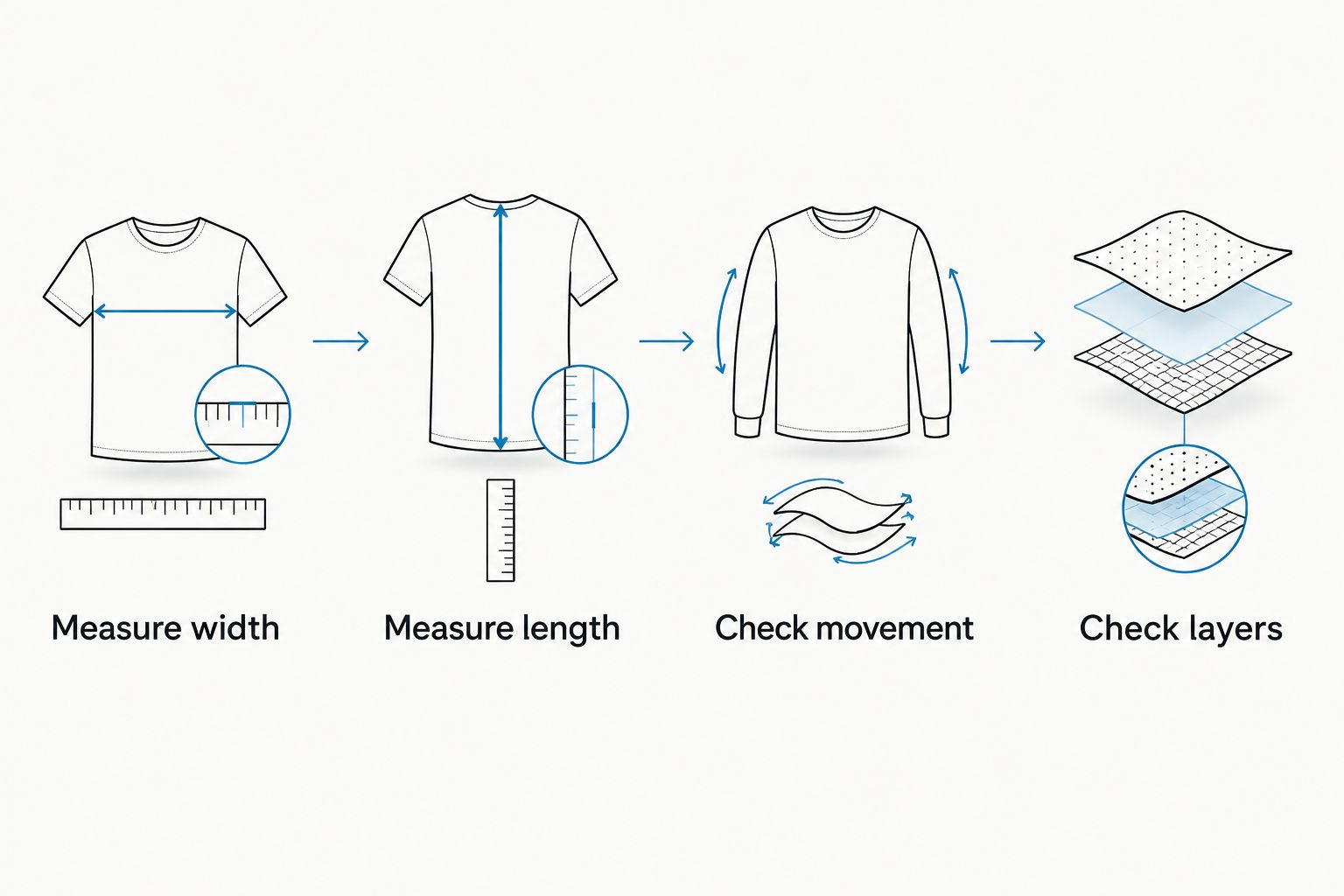 Four checks for choosing a tee: width, length, movement, and layering.