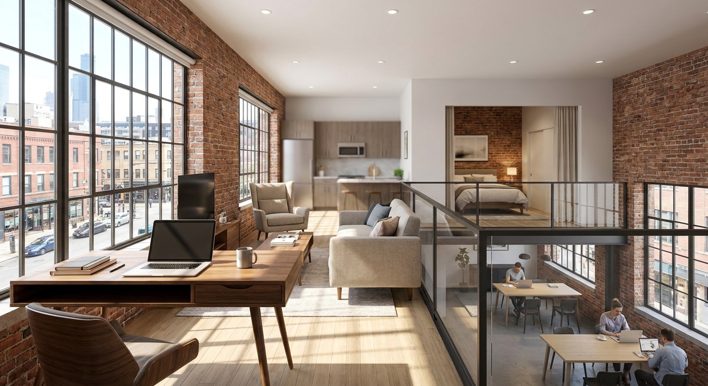 Coworking space apartments for freelancers in West Loop Chicago