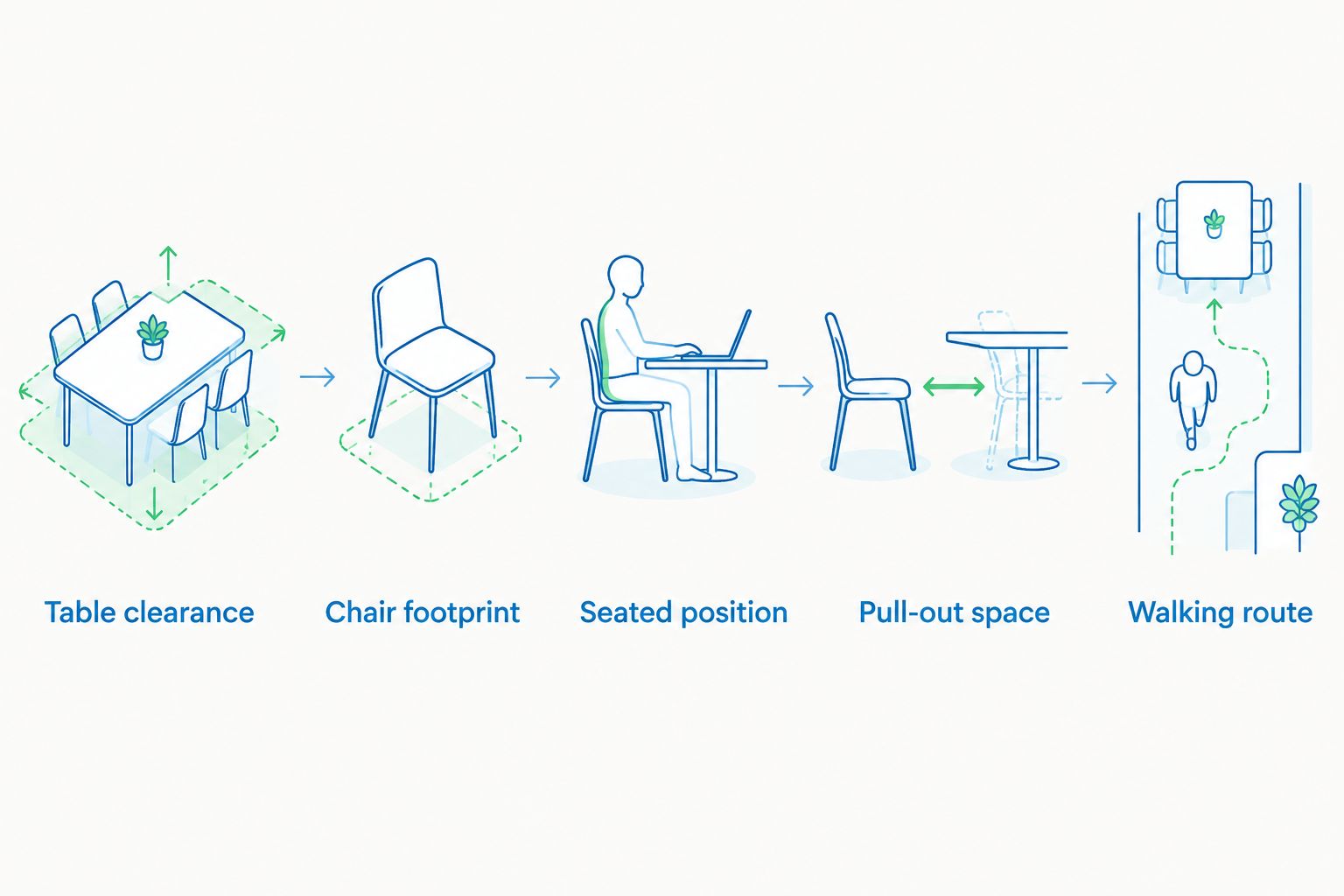 Chair-fit checks from table clearance through to the walking route