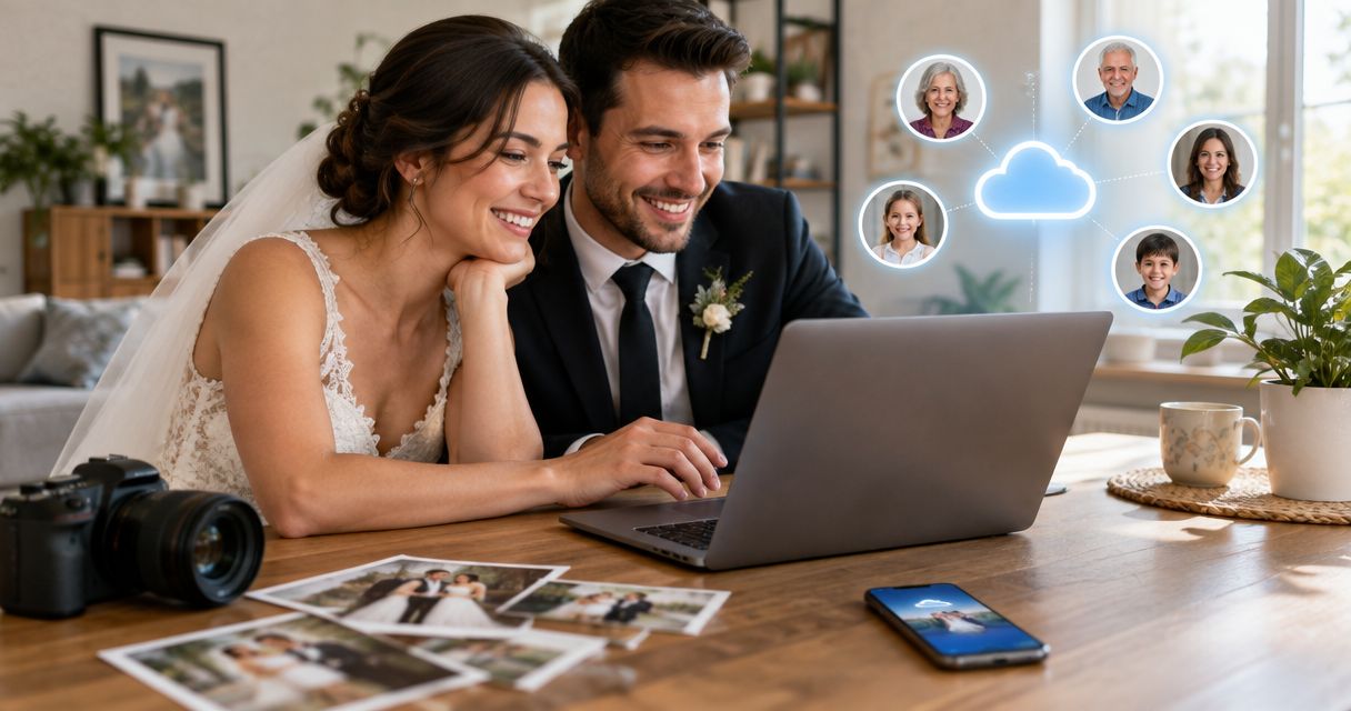 Wedding photos to a shared family cloud album: complete 2026 workflow