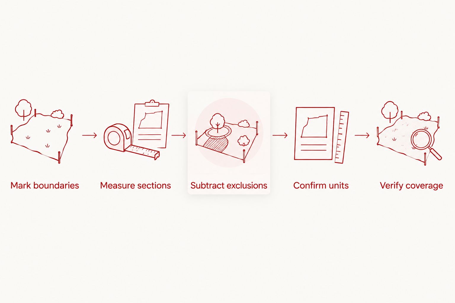 Steps for measuring the lawn area and confirming the units used in a sod estimate