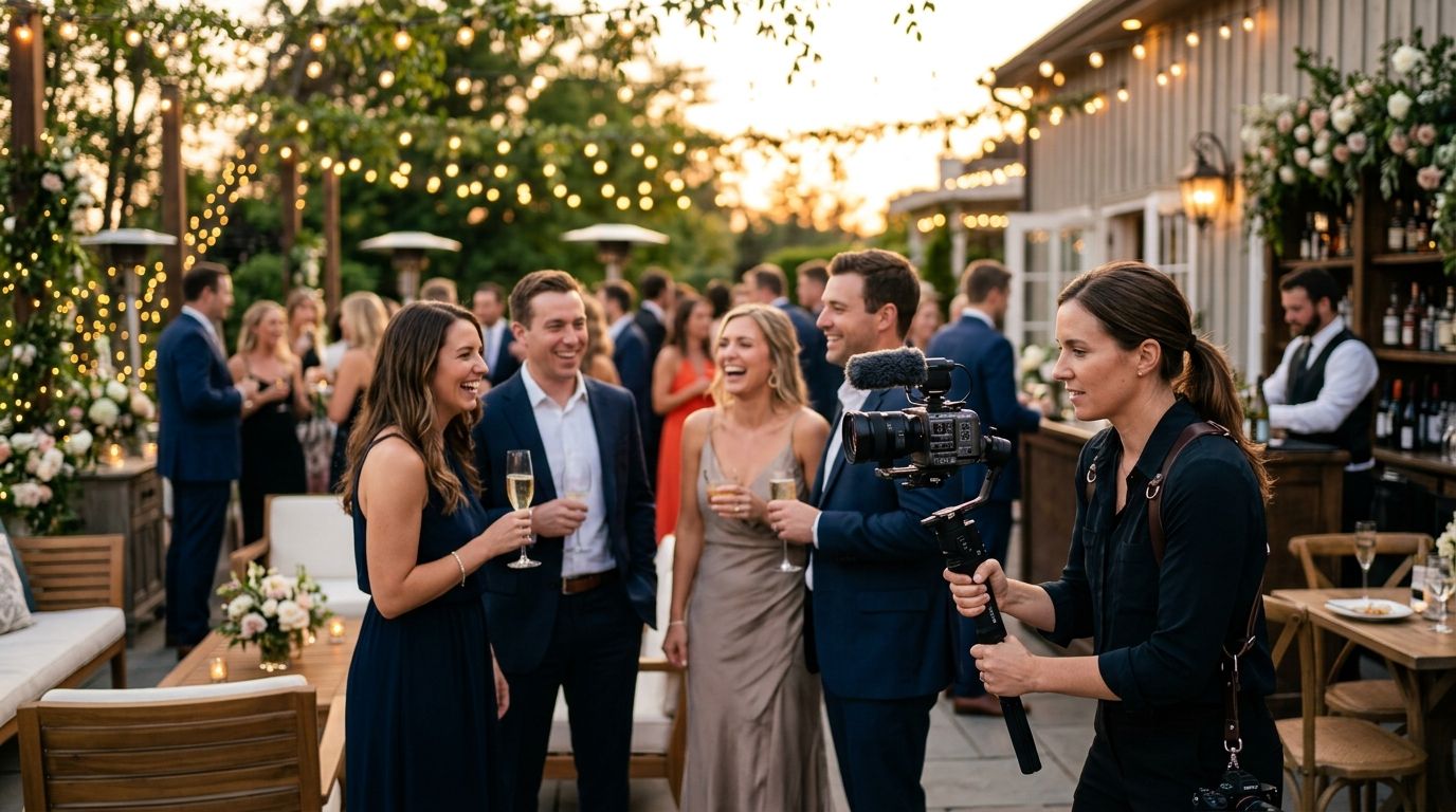 Wedding videography for cocktail hour coverage