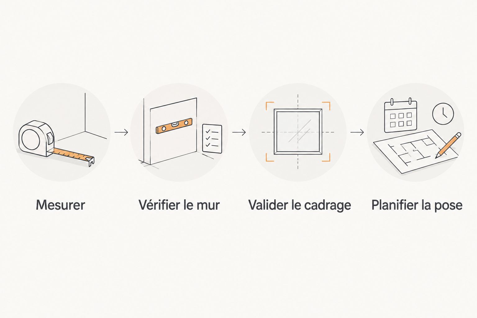 The preparation steps: measure, check the wall, validate the framing, and plan the installation.