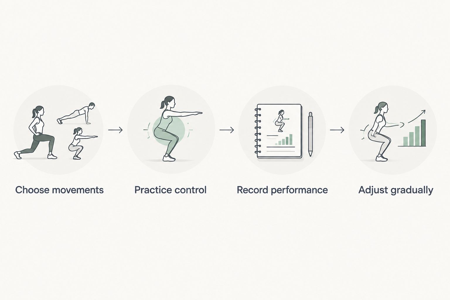 Four steps for choosing, practicing, recording, and progressing glute exercises