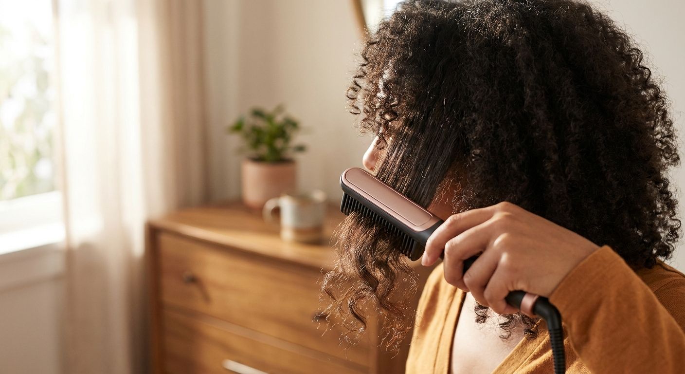 Hair straightening comb for curly hair