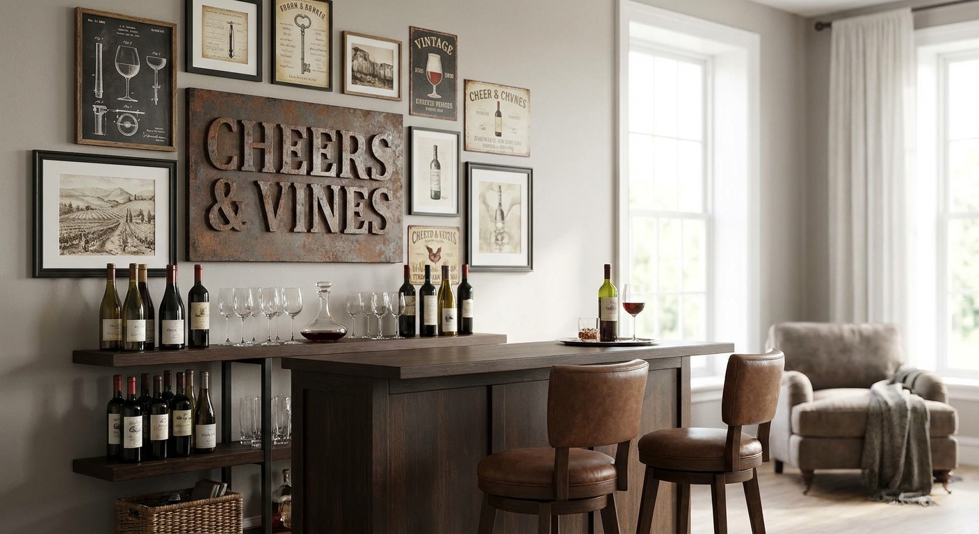Wall art for home bars and wine rooms