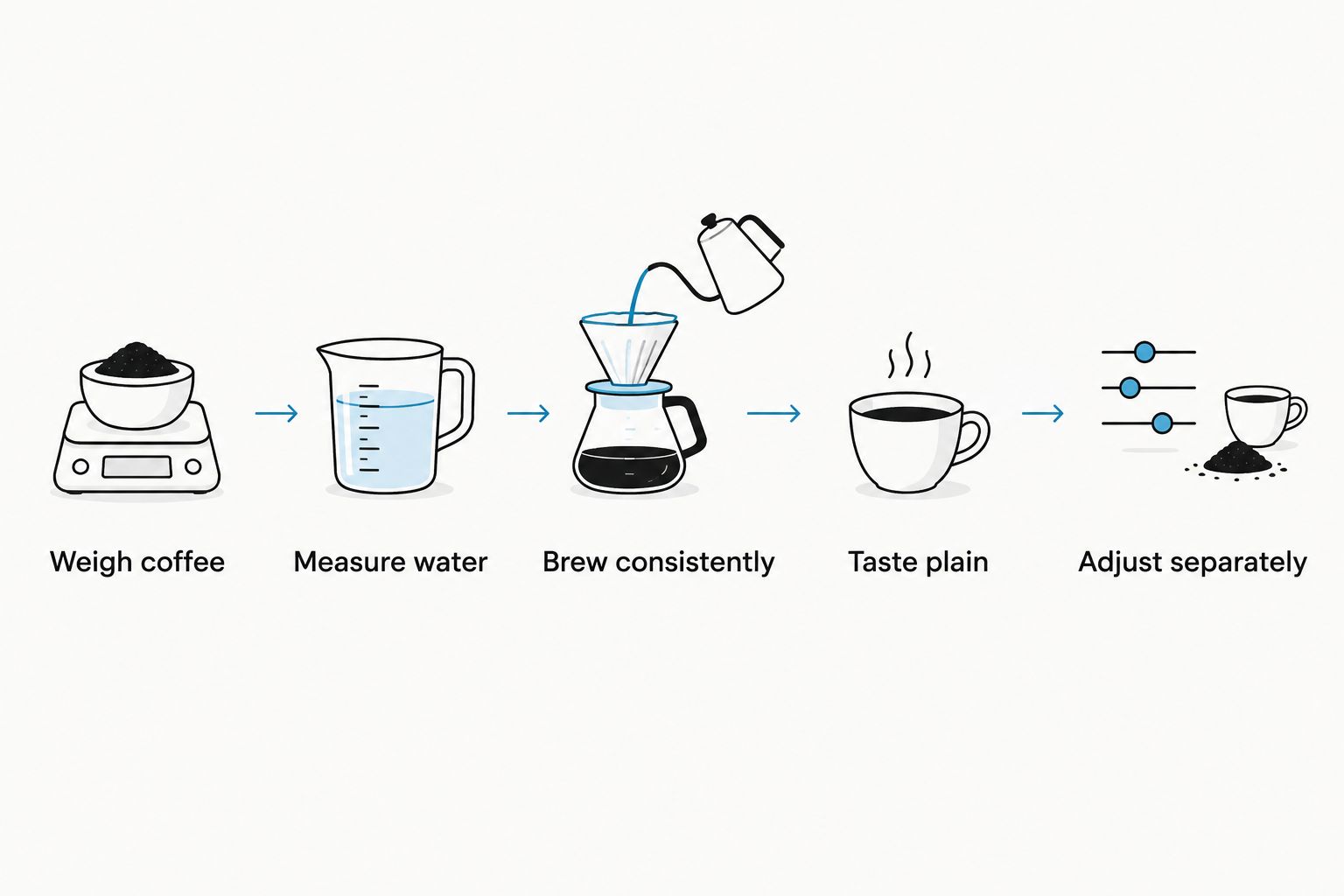 Five steps for comparing dark and light roast with a consistent brewing routine