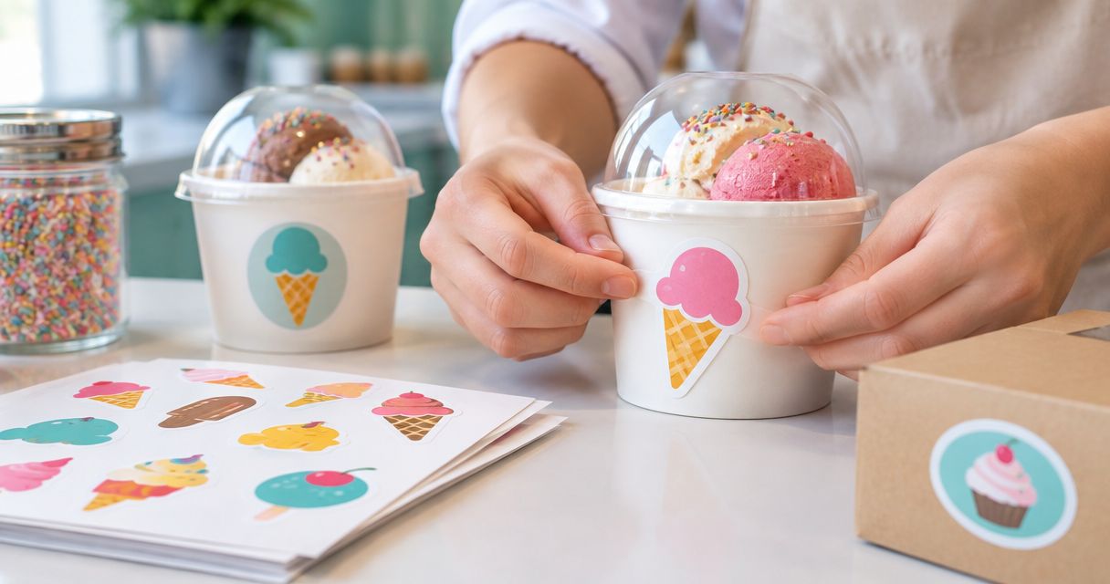 Custom stickers for ice cream shops and dessert brands