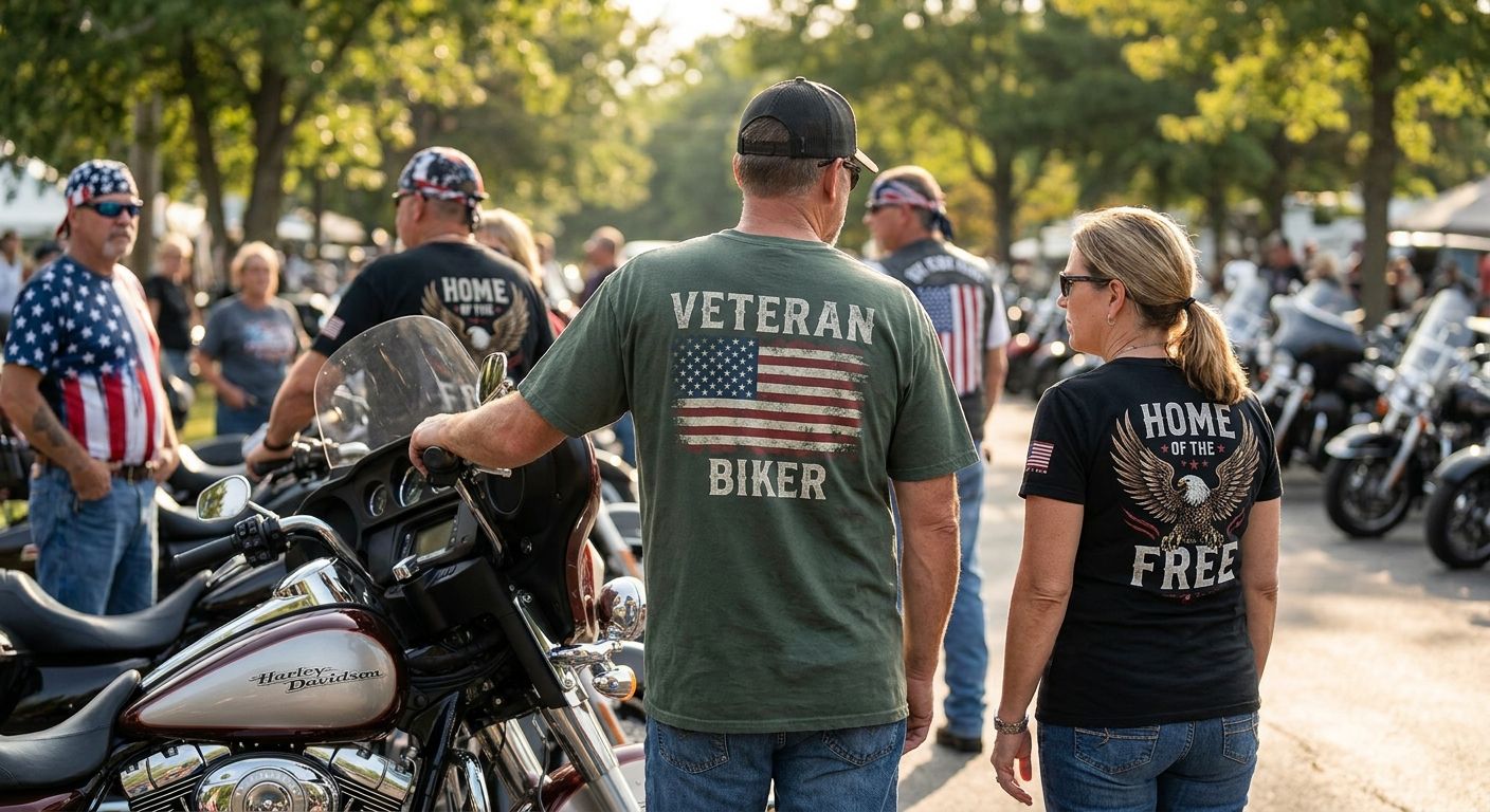 Patriotic t-shirts for motorcycle rallies