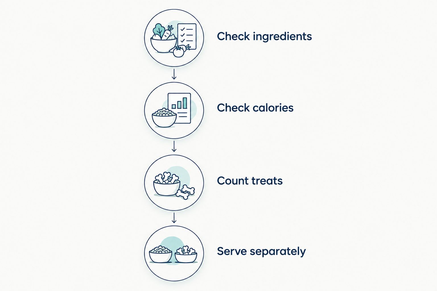 Four steps for checking a dog birthday cake and serving individual portions