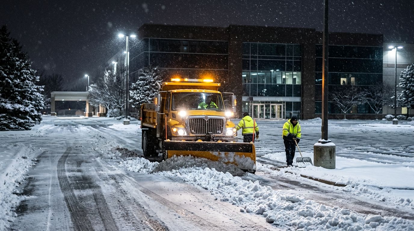 Can snow removal crews work overnight before businesses open?