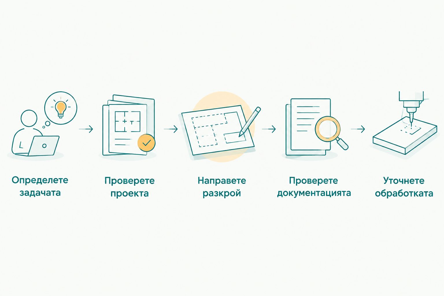 Последователност от определяне на задачата до подготовка на обработката на кофражното платно