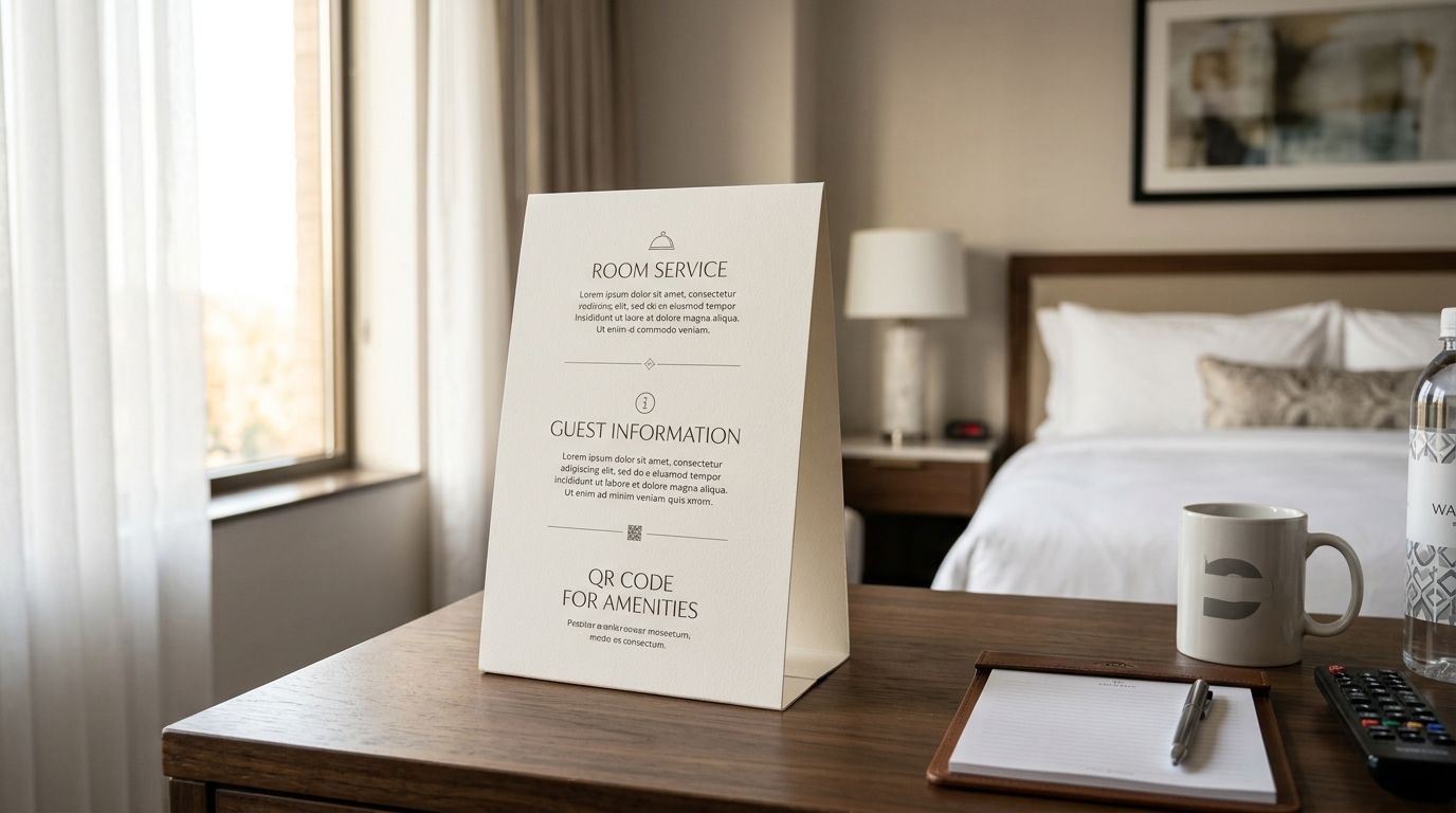 Table tent cards for hotel rooms